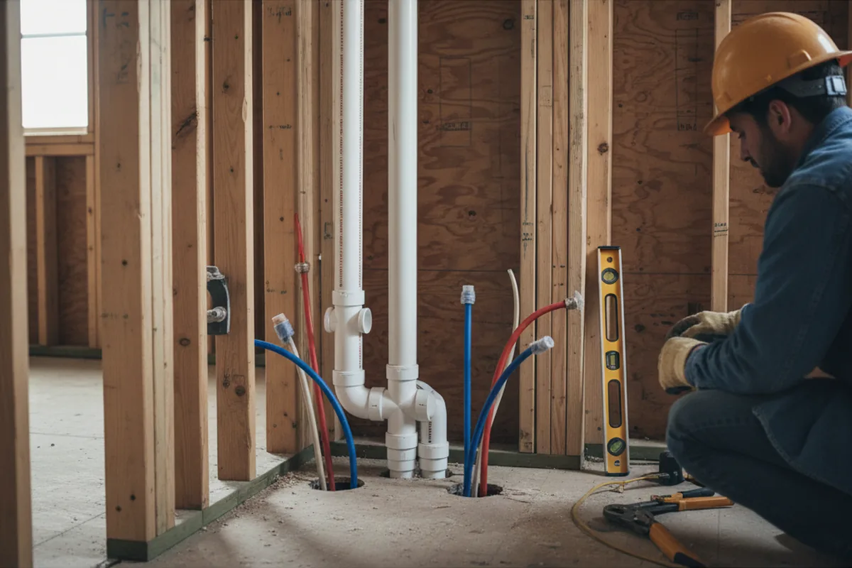 Drain and supply rough-in during Drain Cleaning in Advent