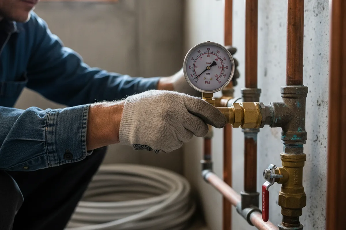 Pressure testing a repaired line during Water Line Repair in Advent