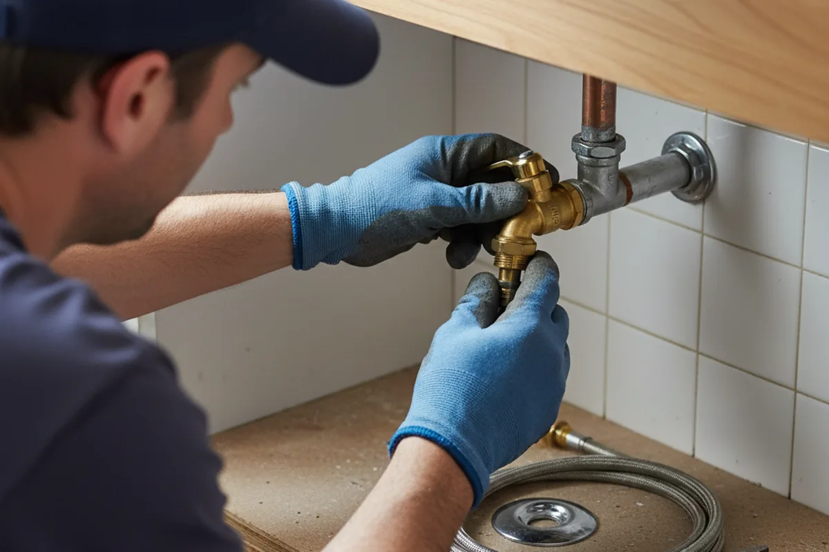 Shutoff valve and fitting work during Faucet and Fixture Repair in Advent